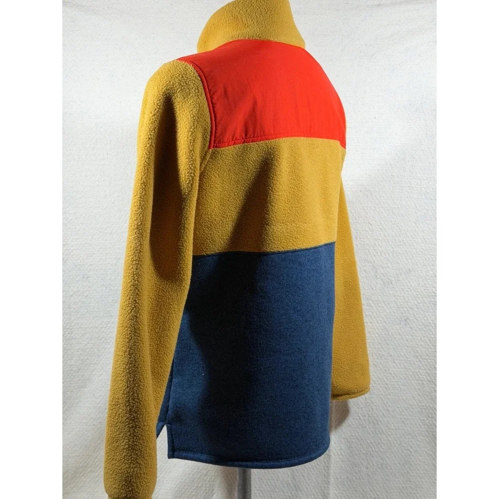 LL Bean Fleece Jacket Mens Medium Yellow Navy Red Full Zip Outdoor Gear M Casual